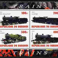 Burundi 2010 Steam Locomotives #5 perf sheetlet containing 4 values unmounted mint