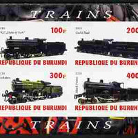 Burundi 2010 Steam Locomotives #5 imperf sheetlet containing 4 values unmounted mint