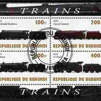 Burundi 2010 Steam Locomotives #6 perf sheetlet containing 4 values fine cto used