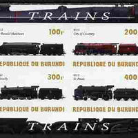 Burundi 2010 Steam Locomotives #6 imperf sheetlet containing 4 values unmounted mint