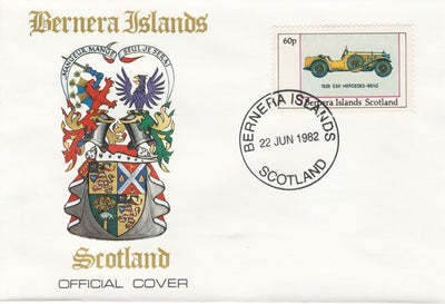 Bernera 1982 Sports Cars - 1928 SSK Mercedes-Benz perf 60p on official cover with first day cancel
