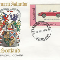 Bernera 1982 Sports Cars - 1967 Duetto Alfa Romeo imperf £1.25 on official cover with first day cancel