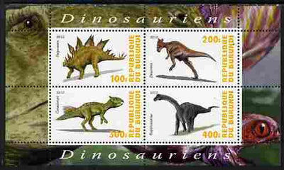 Burundi 2010 Dinosaurs #1 perf sheetlet containing 4 values unmounted mint