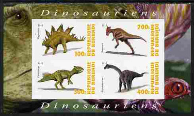 Burundi 2010 Dinosaurs #1 imperf sheetlet containing 4 values unmounted mint