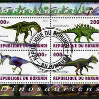 Burundi 2010 Dinosaurs #2 perf sheetlet containing 4 values fine cto used