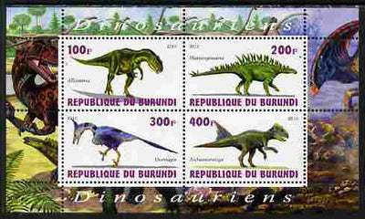Burundi 2010 Dinosaurs #2 perf sheetlet containing 4 values unmounted mint