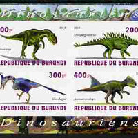 Burundi 2010 Dinosaurs #2 imperf sheetlet containing 4 values unmounted mint