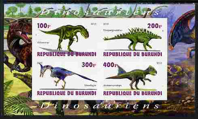 Burundi 2010 Dinosaurs #2 imperf sheetlet containing 4 values unmounted mint