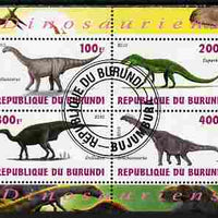Burundi 2010 Dinosaurs #3 perf sheetlet containing 4 values fine cto used