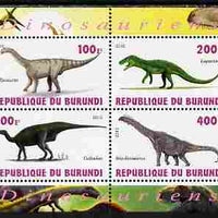 Burundi 2010 Dinosaurs #3 perf sheetlet containing 4 values unmounted mint