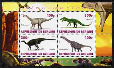 Burundi 2010 Dinosaurs #3 perf sheetlet containing 4 values unmounted mint