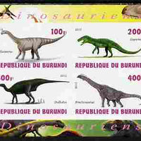Burundi 2010 Dinosaurs #3 imperf sheetlet containing 4 values unmounted mint