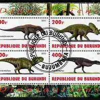 Burundi 2010 Dinosaurs #4 perf sheetlet containing 4 values fine cto used