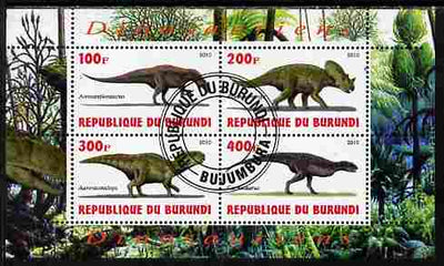 Burundi 2010 Dinosaurs #4 perf sheetlet containing 4 values fine cto used
