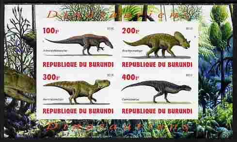 Burundi 2010 Dinosaurs #4 imperf sheetlet containing 4 values unmounted mint