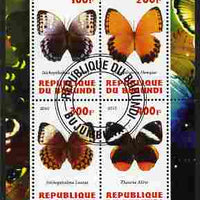 Burundi 2010 Butterflies #1 perf sheetlet containing 4 values fine cto used