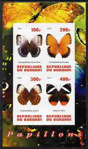 Burundi 2010 Butterflies #1 imperf sheetlet containing 4 values unmounted mint