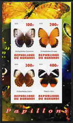 Burundi 2010 Butterflies #1 imperf sheetlet containing 4 values unmounted mint