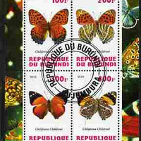 Burundi 2010 Butterflies #2 perf sheetlet containing 4 values fine cto used