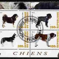 Burundi 2010 Dogs #2 perf sheetlet containing 4 values fine cto used