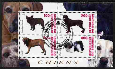 Burundi 2010 Dogs #4 perf sheetlet containing 4 values fine cto used
