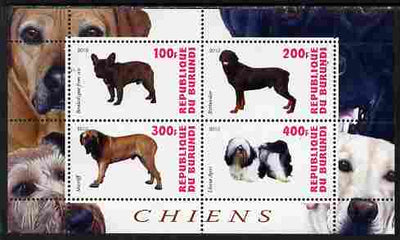 Burundi 2010 Dogs #4 perf sheetlet containing 4 values unmounted mint