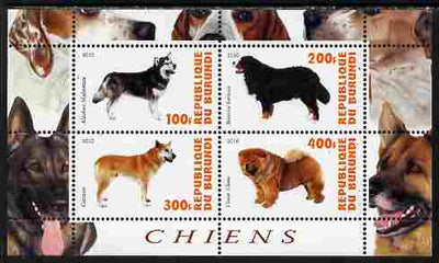 Burundi 2010 Dogs #5 perf sheetlet containing 4 values unmounted mint