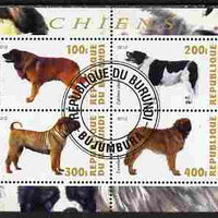 Burundi 2010 Dogs #7 perf sheetlet containing 4 values fine cto used