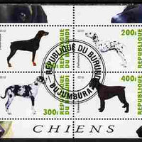 Burundi 2010 Dogs #8 perf sheetlet containing 4 values fine cto used
