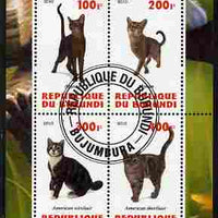 Burundi 2010 Cats #3 perf sheetlet containing 4 values fine cto used