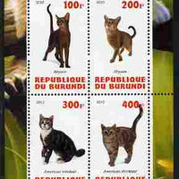 Burundi 2010 Cats #3 perf sheetlet containing 4 values unmounted mint