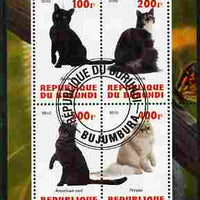 Burundi 2010 Cats #4 perf sheetlet containing 4 values fine cto used