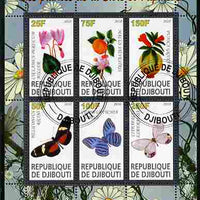 Djibouti 2010 Butterflies & Plants from the Bible #1 perf sheetlet containing 6 values fine cto used