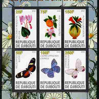 Djibouti 2010 Butterflies & Plants from the Bible #1 perf sheetlet containing 6 values unmounted mint