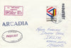 Luxembourg 1969 Paquebot cover to England carried on SS Arcadia with various paquebot and ships cachets (blurred cancel)