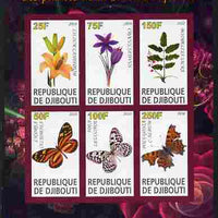 Djibouti 2010 Butterflies & Plants from the Bible #2 imperf sheetlet containing 6 values unmounted mint