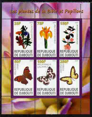 Djibouti 2010 Butterflies & Plants from the Bible #4 perf sheetlet containing 6 values unmounted mint