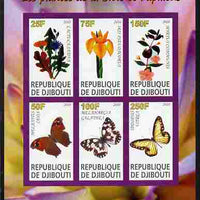 Djibouti 2010 Butterflies & Plants from the Bible #4 imperf sheetlet containing 6 values unmounted mint