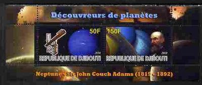 Djibouti 2010 Planets & Sir John Couch Adams perf sheetlet containing 2 values unmounted mint