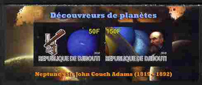 Djibouti 2010 Planets & Sir John Couch Adams imperf sheetlet containing 2 values unmounted mint