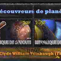 Djibouti 2010 Planets & Clyde William Tombaugh perf sheetlet containing 2 values fine cto used