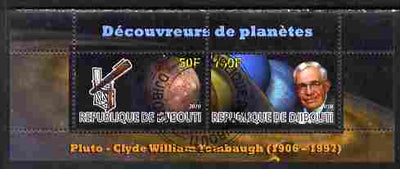 Djibouti 2010 Planets & Clyde William Tombaugh perf sheetlet containing 2 values fine cto used