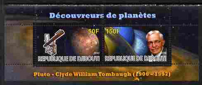 Djibouti 2010 Planets & Clyde William Tombaugh perf sheetlet containing 2 values unmounted mint