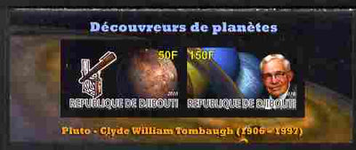 Djibouti 2010 Planets & Clyde William Tombaugh imperf sheetlet containing 2 values unmounted mint