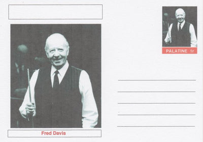 Palatine (Fantasy) Personalities - Fred Davis (snooker) postal stationery card unused and fine