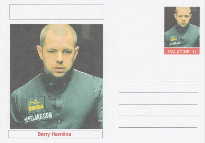 Palatine (Fantasy) Personalities - Barry Hawkins (snooker) postal stationery card unused and fine