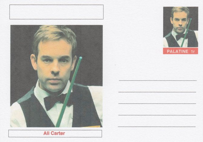 Palatine (Fantasy) Personalities - Ali Carter (snooker) postal stationery card unused and fine