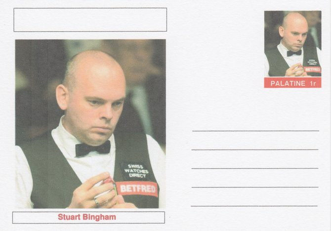 Palatine (Fantasy) Personalities - Stuart Bingham (snooker) postal stationery card unused and fine