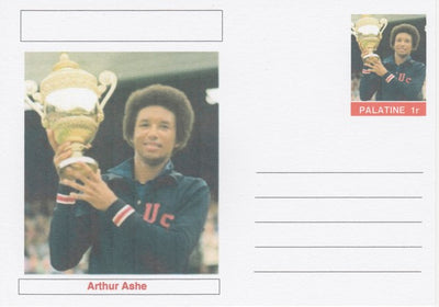 Palatine (Fantasy) Personalities - Arthur Ashe (tennis) postal stationery card unused and fine