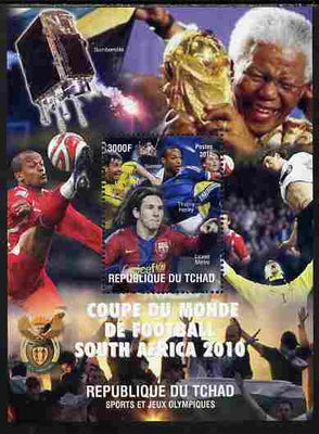 Chad 2010 Football World Cup & Nelson Mandela perf souvenir sheet unmounted mint. Note this item is privately produced and is offered purely on its thematic appeal